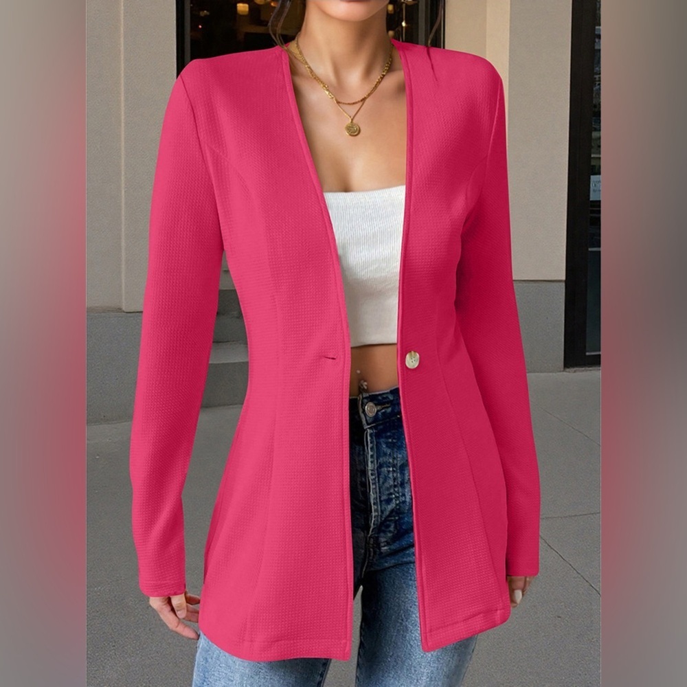 One Button Long Sleeve Blazer